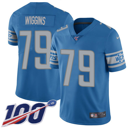 Nike Lions #79 Kenny Wiggins Blue Team Color Youth Stitched NFL 100th Season Vapor Untouchable Limited Jersey